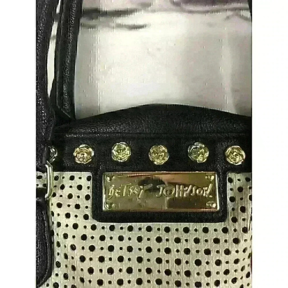 Betsey Johnson Women's Black/White Perforated Tuxedo Junction Bag - Picture 3 of 7